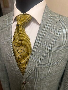 ERMENEGILDA ZEGNA Glen Plaid 15 MILMIL 15 Wool Green NEIMAN Marcus Men 42R